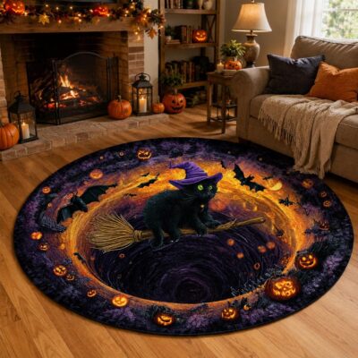 3D  Spider Web Tunnel Round Round Quilted Rug