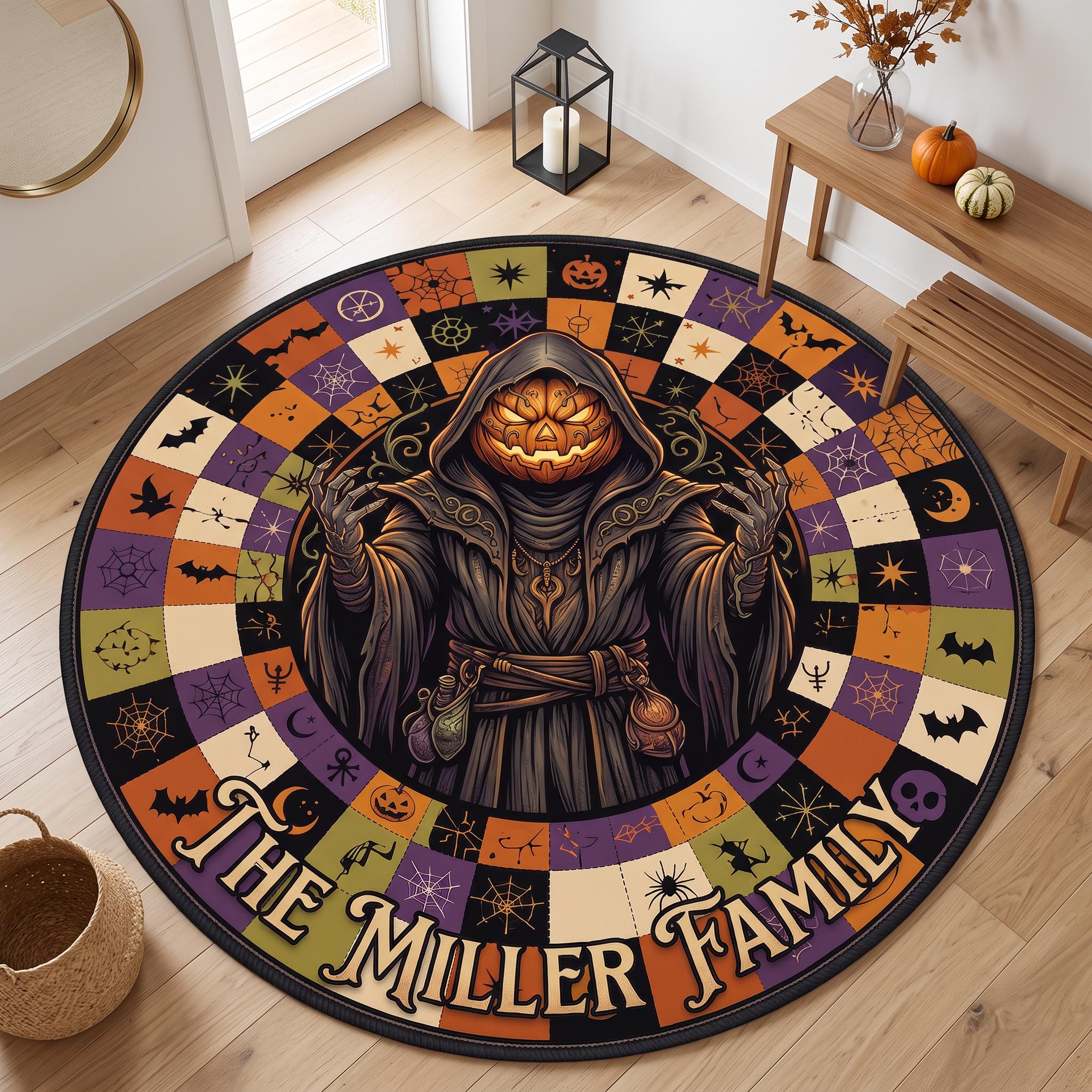 Pumpkin Gothic Witch Custom Area Round Quilted Rug