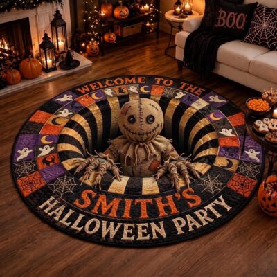 Scarecrow Vortex Spooky Custom Round Round Quilted Rug