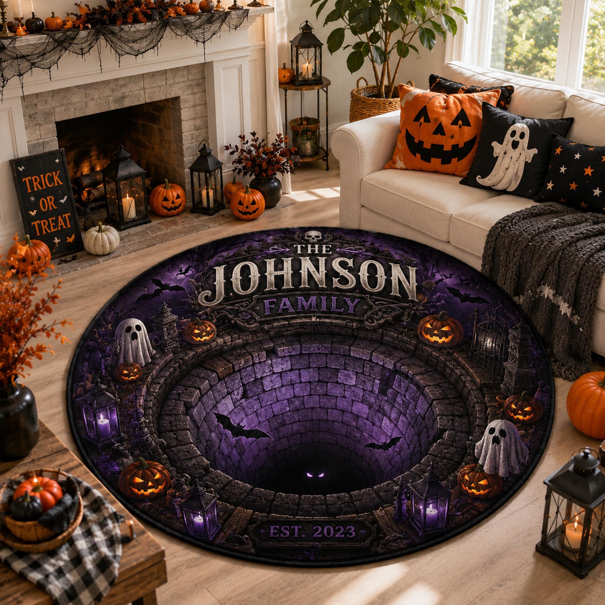 Haunted Pit Optical Custom Round Round Quilted Rug
