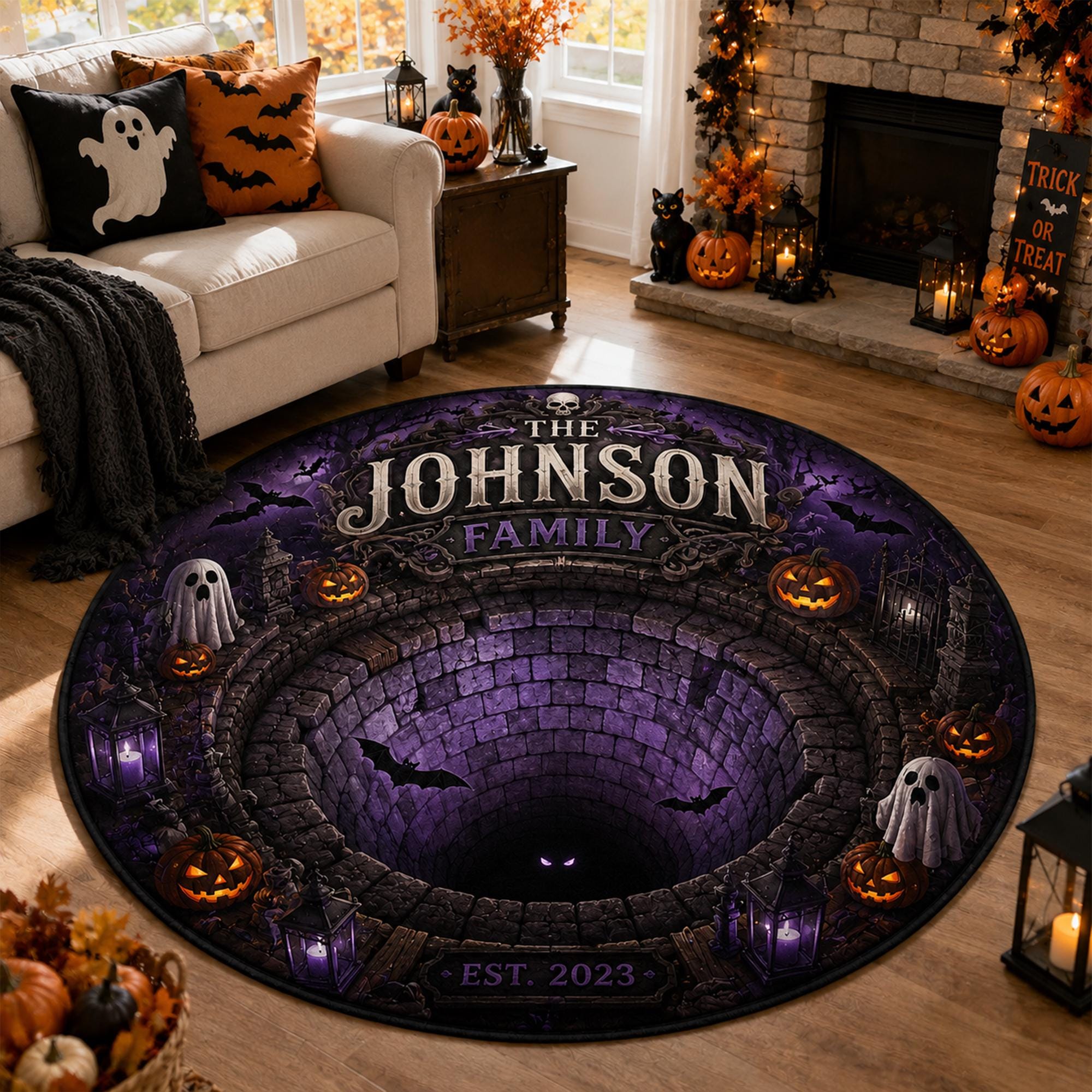 Haunted Pit Optical Custom Round Round Quilted Rug - Image 2