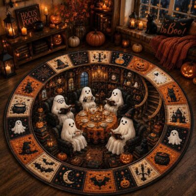 3D Cute Ghost Illusion Round Round Quilted Rug